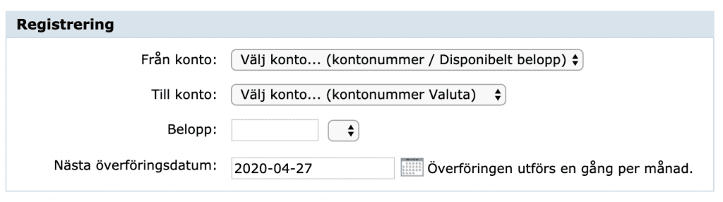 Exempel på automatiskt månadssparande